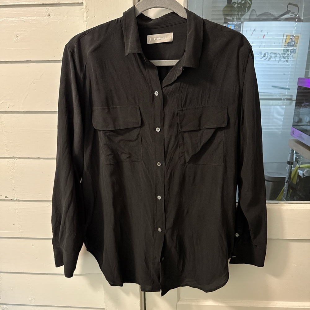 Black Silk Everlane Button-Up Shirt